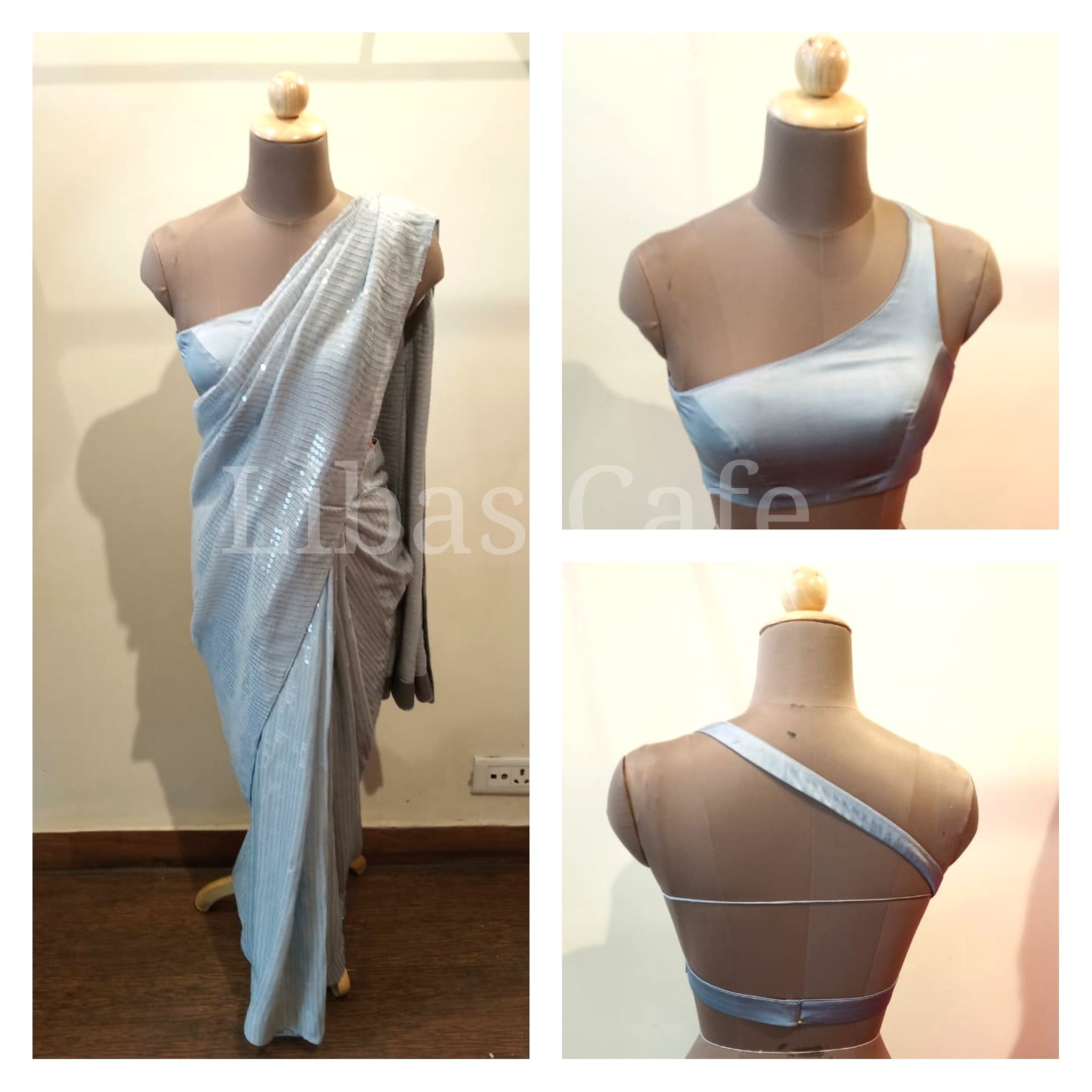 Grey Sequin Saree